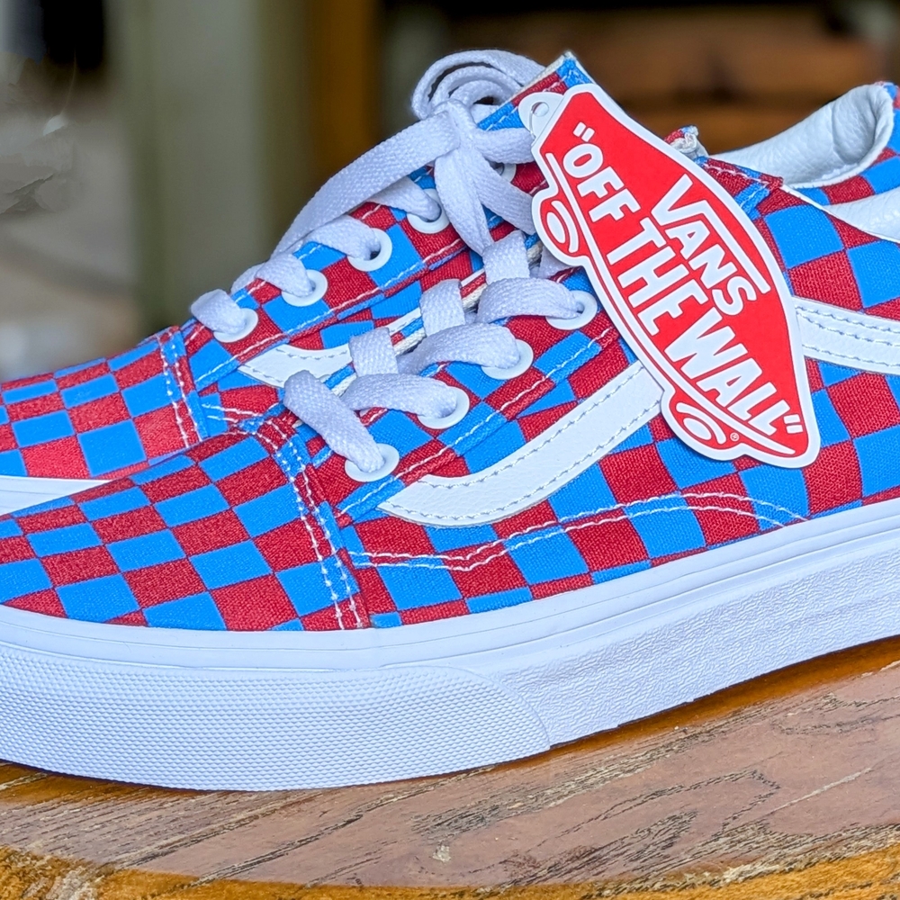 Vans Red and Blue Checkered Sneakers